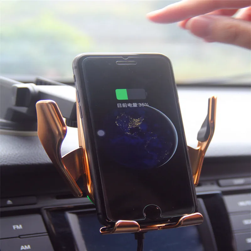 automatic clamping infrared auto induction qi car wireless charger stand fast charging for iphone 11 pro max xs samsung s10 s20 free global shipping