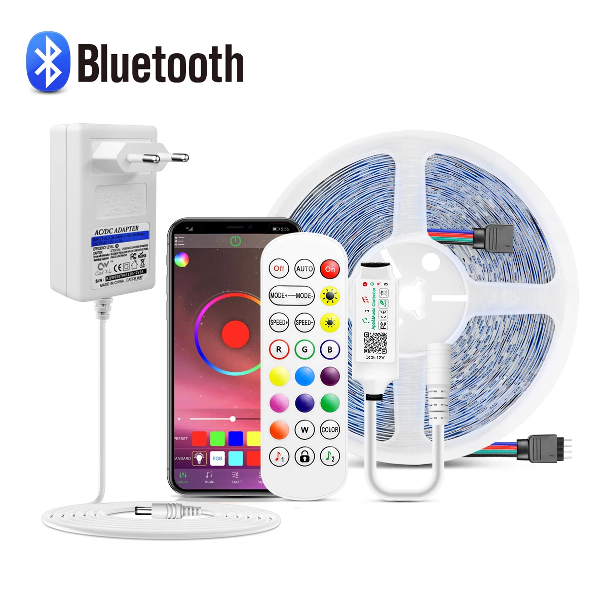 

Неоновая Светодиодная лента с Bluetooth App RGB/s/лампа для настенной комнаты, кухни, 12 В постоянного тока, штепсельная вилка европейского и америка...