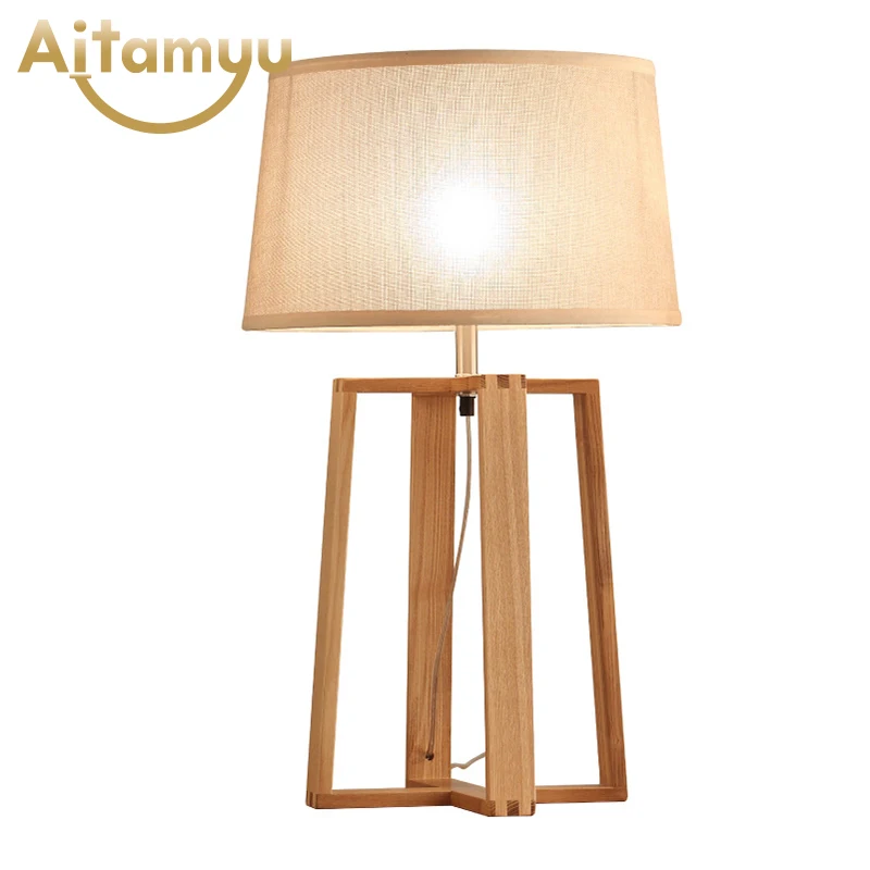 

Modern Simple Creative Solid Wood Table Lamps Wooden Desk Lights for Living Room Bedroom Bedside Home Lighting Fixtures Decor