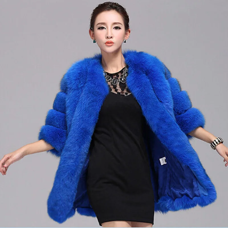 Royal Blue Куртка, пальто, Зимняя женская, повседневная, элегантная, плюс размер, дизайнерская, теплая, модная, пушистый ворсистый, пальто из искусственного меха, высокое качество, новое поступление - Color: Royal Blue
