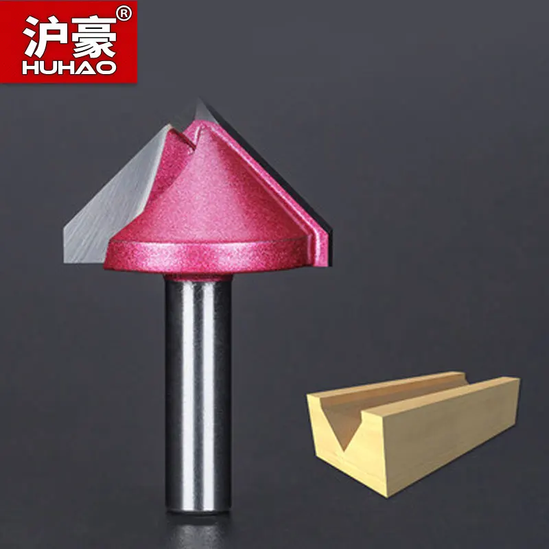 HUHAO 6mm Shank Diameter  V Type 3D Woodworking Milling Cutter Woodworking Tungsten Carbide Carving Knife CNC Engraving Router B