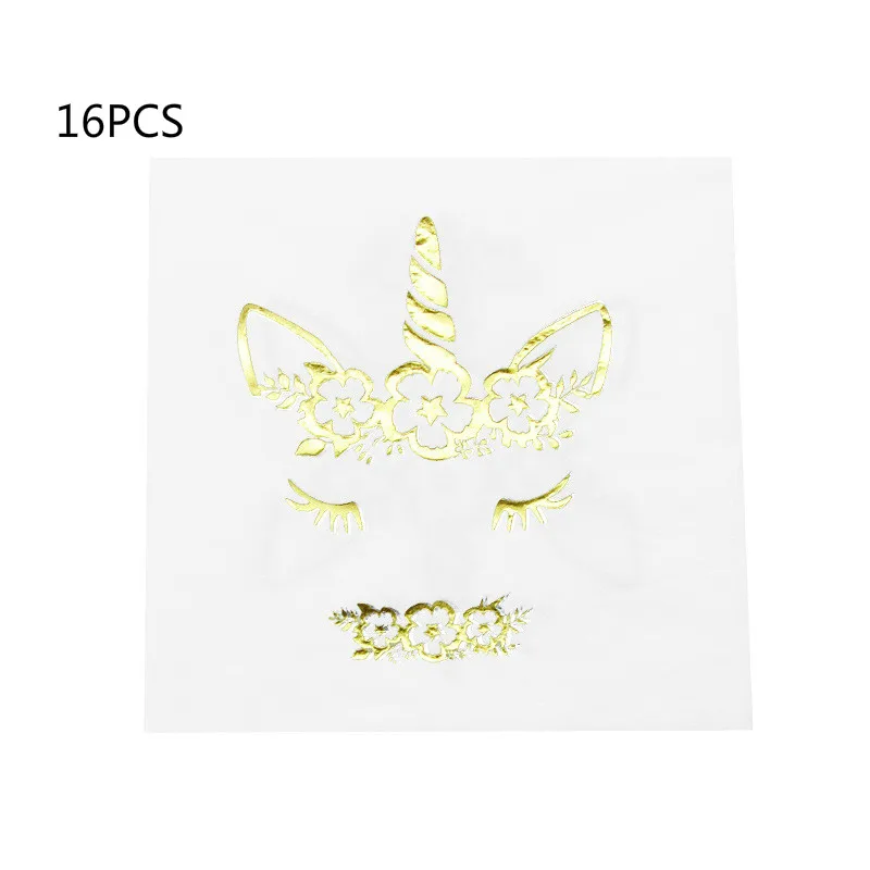 16 PCS Tissue LHX детские бумажные столовые приборы, тарелки, салфетки, Золотая фольга, розовые, Rave вечерние, свадебные украшения, одноразовые столовые приборы, принадлежности HP1702 dd - Цвет: 16 PCS Tissue