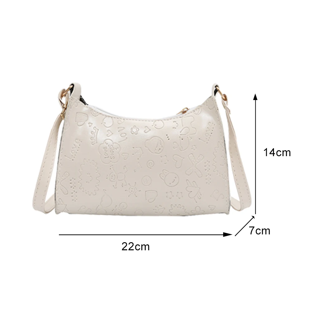 

Fashion Solid Color PU Crossbody Bags Ladies Cute Cartoon Zipper Shoulder Bag Popular Simple Female Daily Messenger Bag Hot Sale