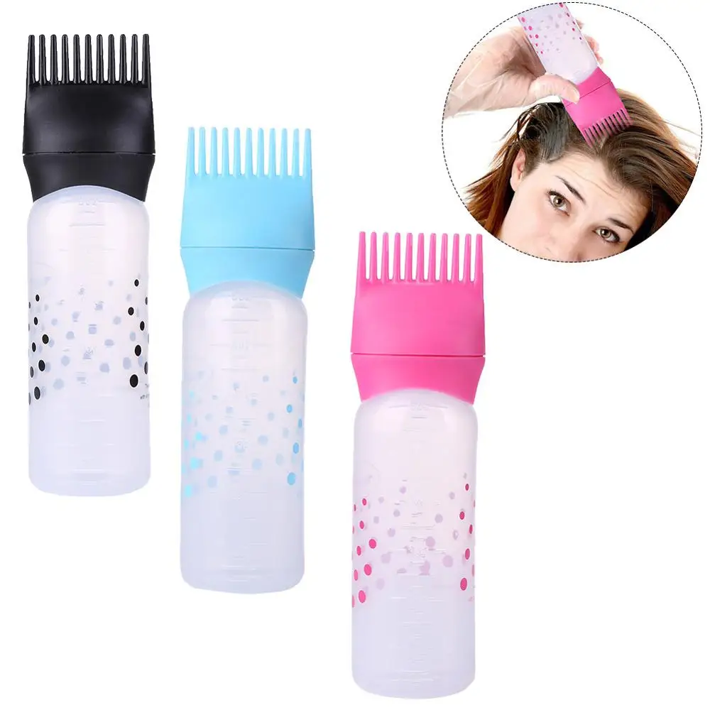 

50oz Plastic Hair Dye Brush Refillable Bottle Empty Hair Dye Applicator Brush Bottle Hair Colouring Dispensing Comb Styling Tool