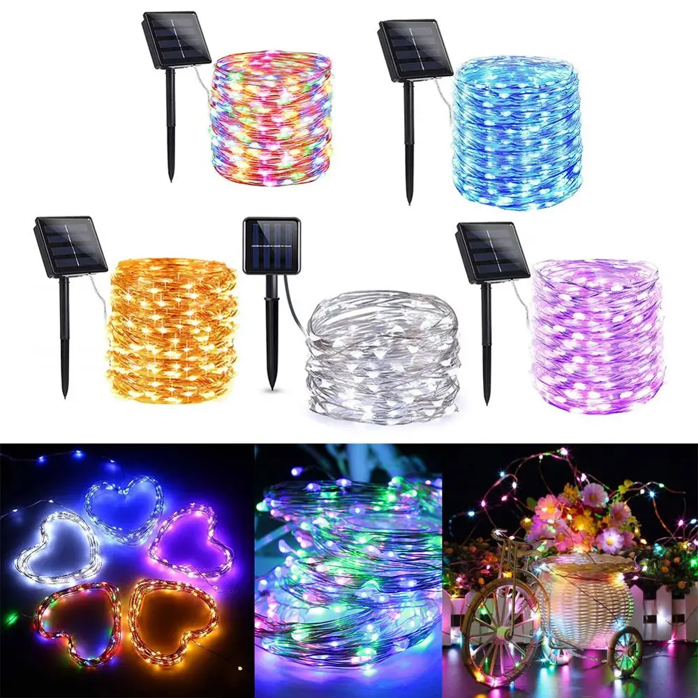 

LED Solar String Lights Waterproof Copper Wire Lamp 8 Mode Decorative Light Wire Lamp Atmosphere Lighting for Christmas Decor