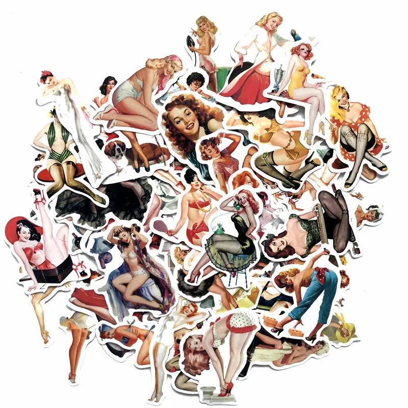 50 шт./лот сексуальные наклейки в стиле ретро для девушек мобильный телефон