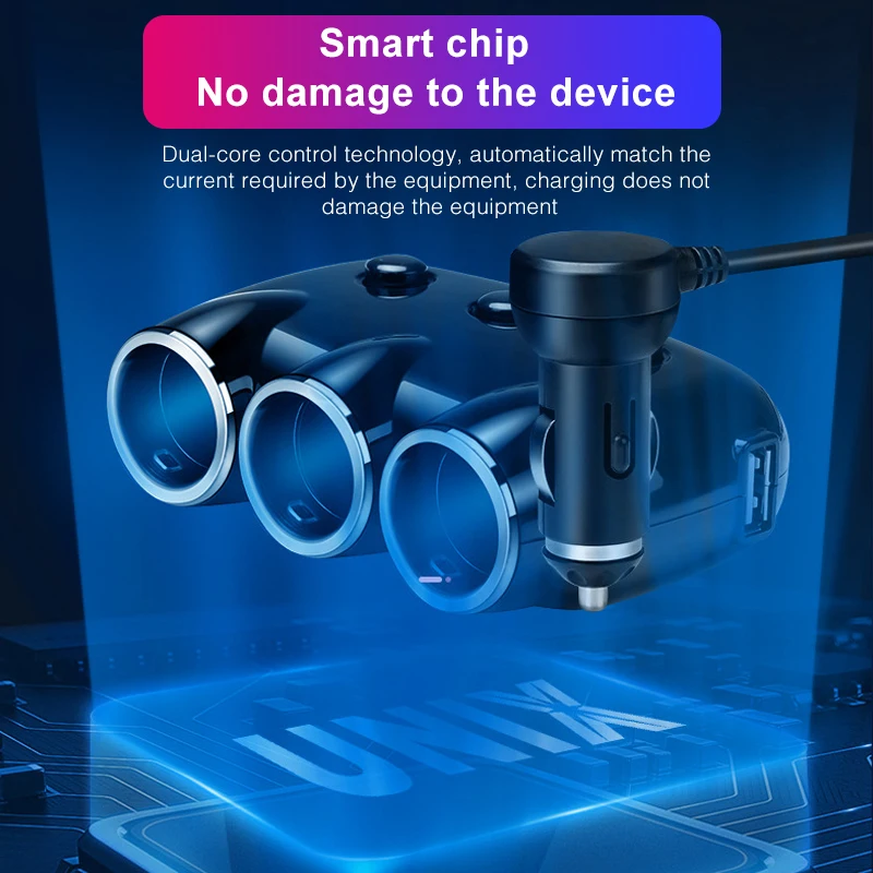 Двойной USB порт 3 направления 1 А синий светодиодный разветвитель концентратор питания 12 24 В для iPad смартфона