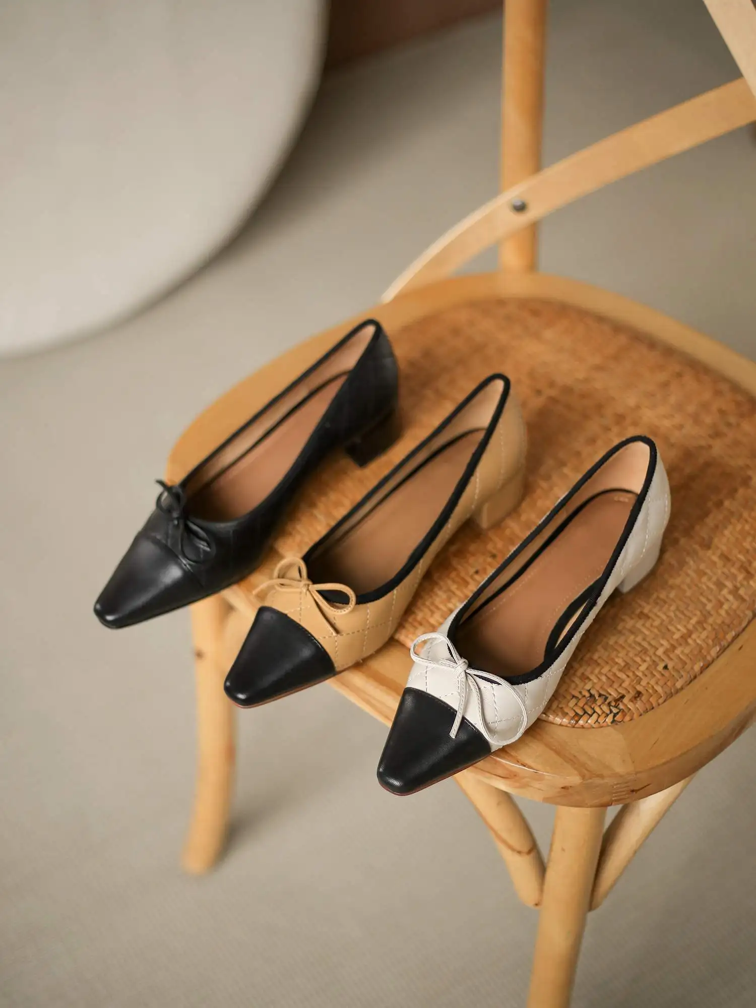 

Krazing Pot gladiator real leather butterfly-knot mixed colors small square toe thick med heel slip on gorgeous women pumps L17