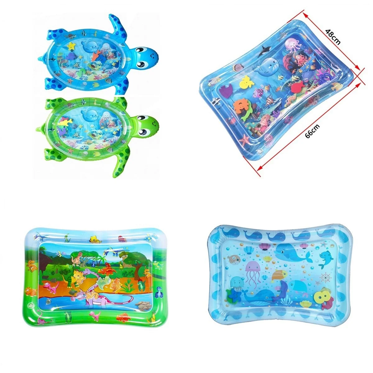 Colchoneta de agua para beb&eacute;, colchoneta inflable con estampado de animales del mundo submarino, colchoneta de juego de agua para ni&ntilde;os peque&ntilde;os, juguetes educativos para el Desarrollo-1