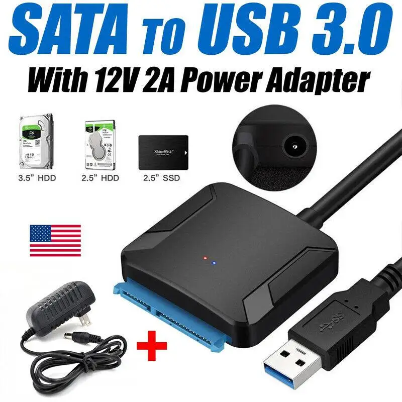 

SATA to USB3.0 Adapter Converter 12V/2A US Plug Power Adapter