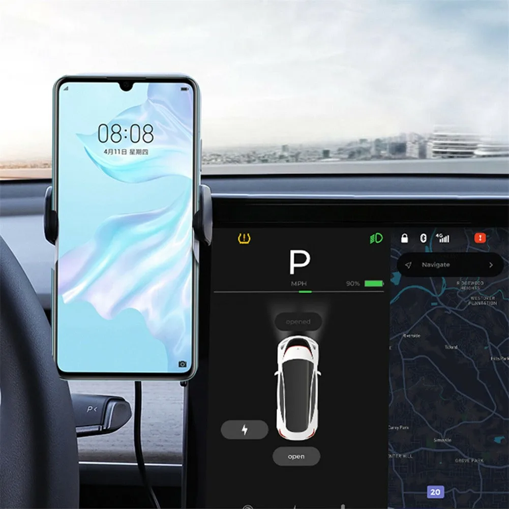 

Автомобильный держатель для телефона Tesla Model 3 Y с беспроводной зарядкой