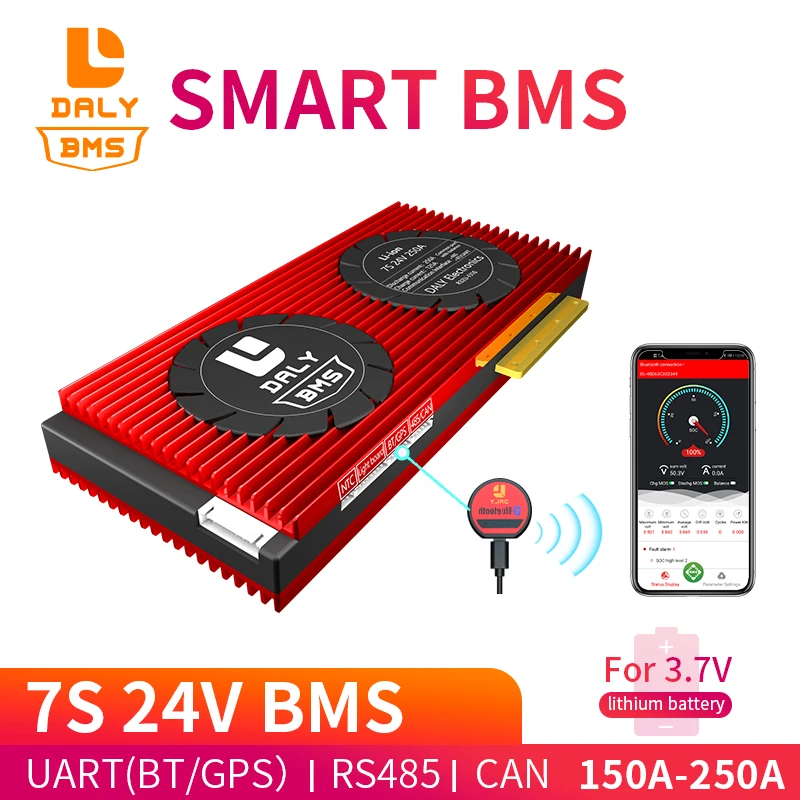 Умное зарядное устройство BMS 7S 24V Bluetooth приложение 18650 литиевая батарея 150A 200A 250A 485