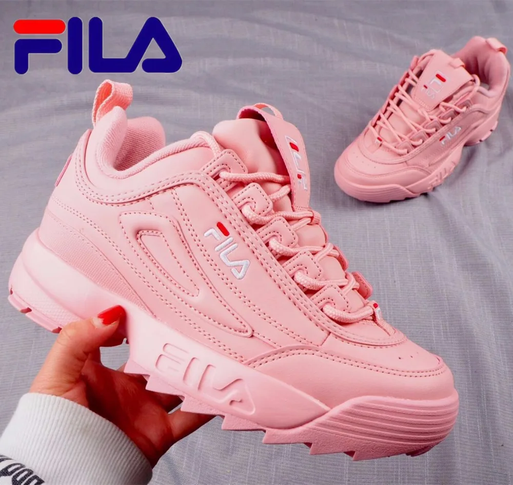 Мужские кроссовки для бега Fila Disruptor II 2 черные белые на толстой подошве с большими