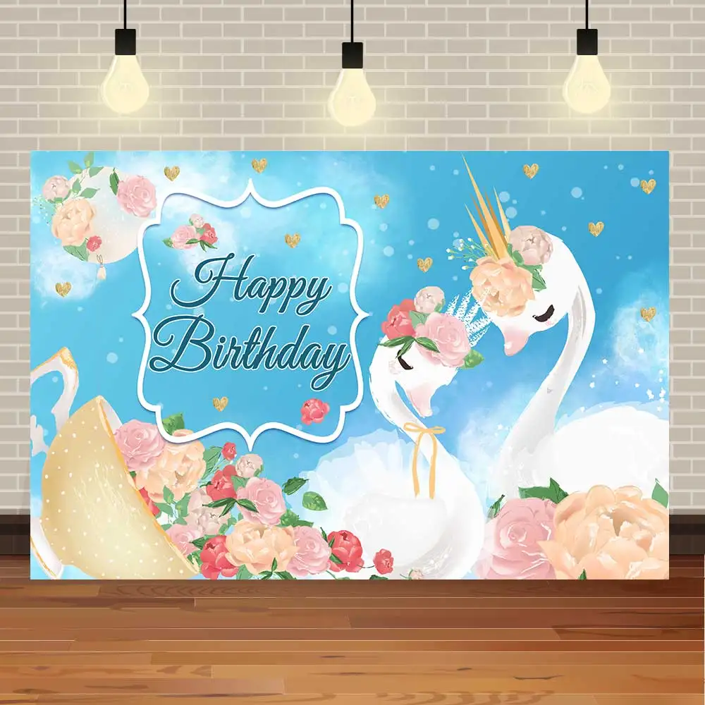 

Фон для фотографирования новорожденных с изображением белого лебедя