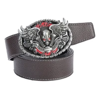 western cowboy rodeo rock leather belt gothic skeleton vintage style belt buckle