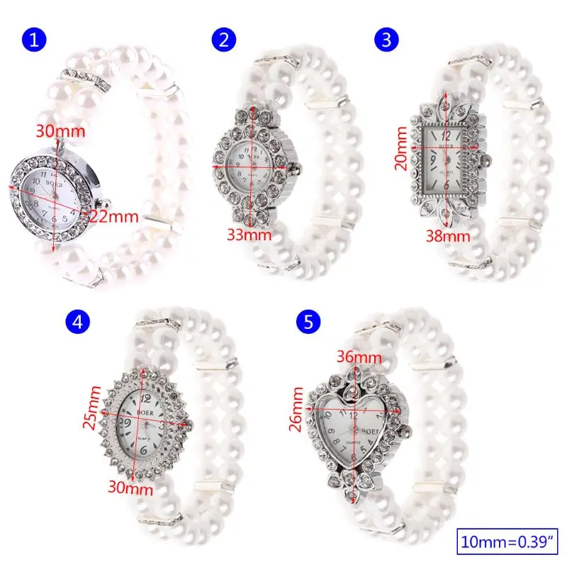 Женские часы Стразы с имитацией жемчуга Роскошные модные элегантные браслеты на