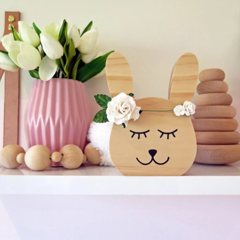 Милый деревянный лиса Медведь Кролик игрушка для детской комнаты украшение в