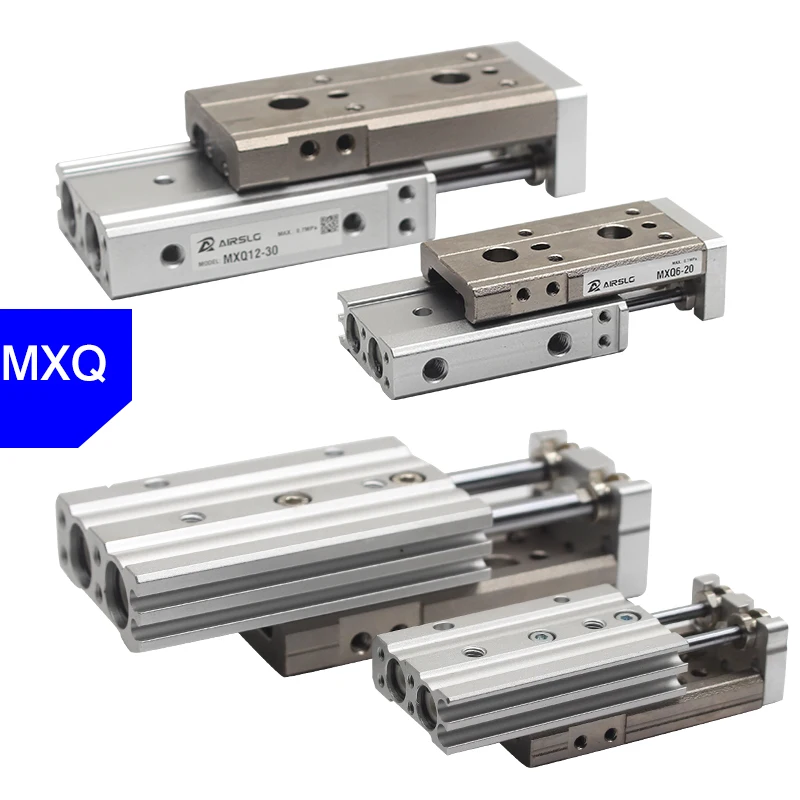 Пневматический цилиндр MXS MXQ с двойным стержнем диаметр 20 25 мм ход 10 30 40 50 м 75 100 125 150