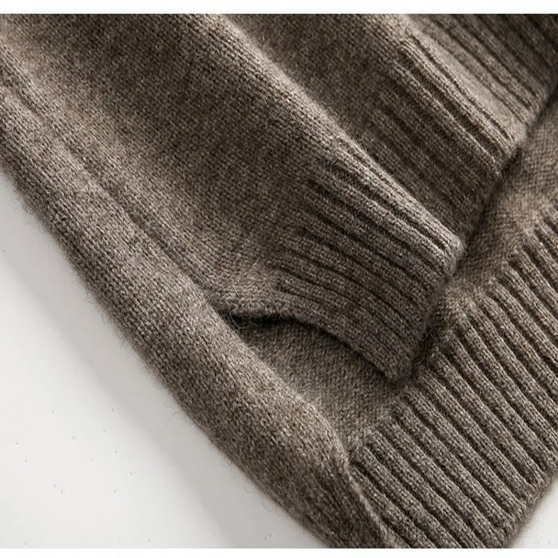 

Autumn and Winter 100% Pure wool Sweater Women's High Collar Loose Pullover Lazy Wind Sweater Large Size Was Thin