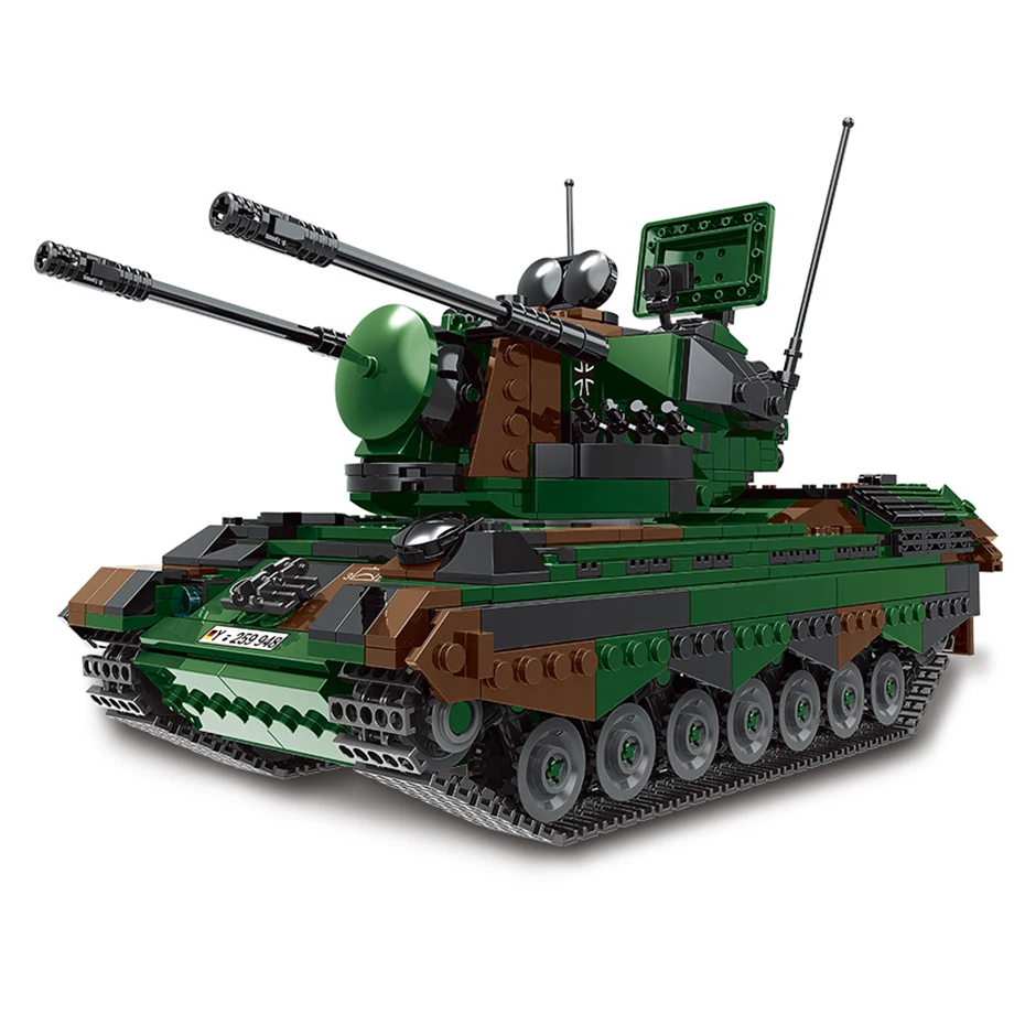 

Xingbao 06045 Military Series Antiaircraft Gun Tracked Tank Building Blocks Bricks Armored Vehicle Model Kits Boy Toys Gifts