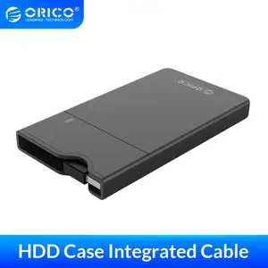 Корпус жесткого диска ORICO 2,5 дюйма с SATA на USB 3,0, со встроенным кабелем для передачи данных, чехол для жесткого диска с поддержкой 4 ТБ HDD SSD, внешний жесткий диск, чехол