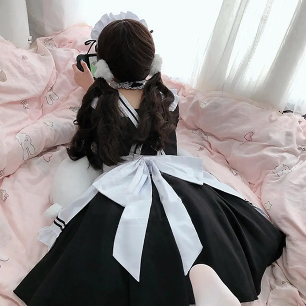 Фото Women Maid Outfit Anime Long Dress Black and White Dresses Men Lolita Costume Cosplay Cafe Apron T6D3 Тематическая одежда и Women Maid Outfit Anime Long Dress Black and White Dresses Men Lolita Costume Cosplay Cafe Apron T6D3 Тематическая одежда и
