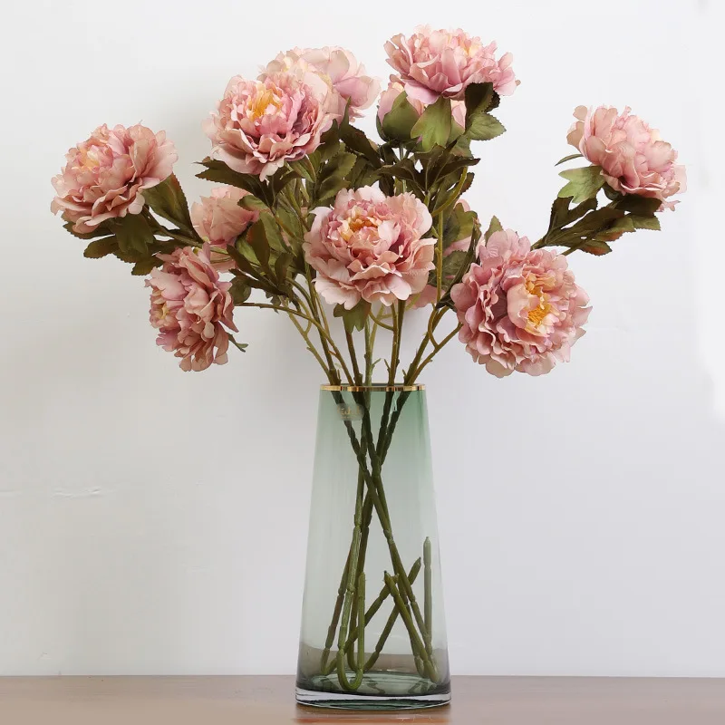 

Artificial Flowers Retro Silk Rose Bouquet Hydrangea Peony Vintage Bride Holding Fake Flower Home Wedding Decoration Accessories