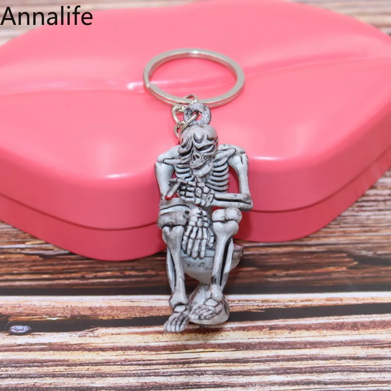 2019 панк-рок Туалет-череп скелет кошелек сумка резиновый брелок подарок брелки |
