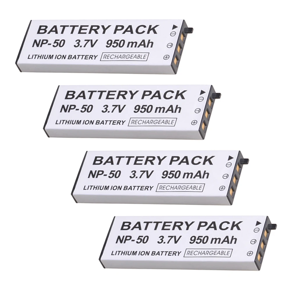 4Pcs 950mAH High Capacity NP-50 NP 50 Battery for Casio Exilim EX-V7, EX-V7R, EX-V8, EX-V8SR cameras