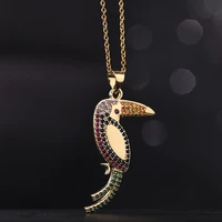 new necklace 2021 jewelry european american fashion zircon gold plated jewelry personality hip hop woodpecker necklace women