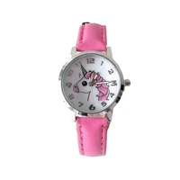 new unicorn childrens cartoon watch 30m waterproof girl student cute pony anime kids leather wristwatch pink gift clock