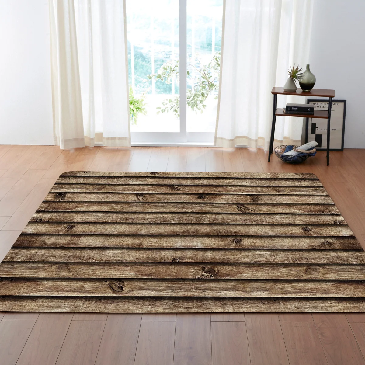 

KC Personality Fashion Wood Grain Living Room Carpet Bedroom Floor Mat Decoration Rugs for Bedroom Home Bedroom Decor