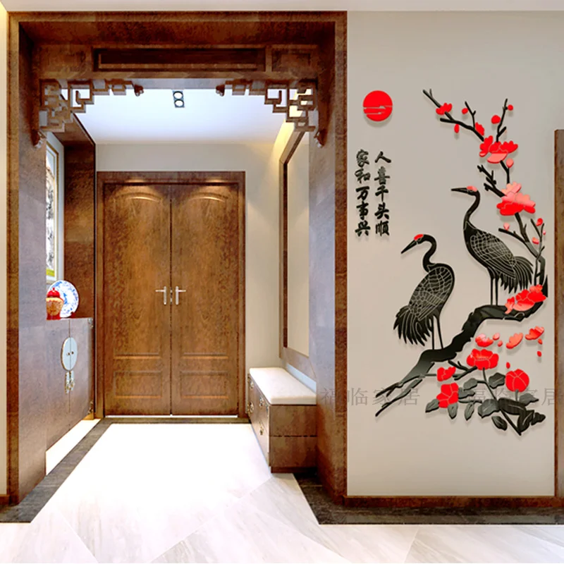 

WS147 Crane Yakli 3D настенная наклейка для ресторана Xuanguan коридор фон для телевизора настенная бумага декоративная живопись