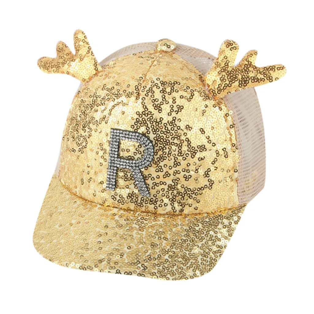 KANCOOLD mother and daughter parent-child mesh breathable cap baby girl sequin letter R horn travel sunscreen hat baseball | Детская