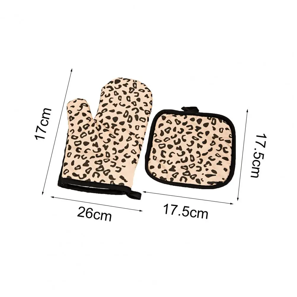 

80% Hot Sales!!! Leopard-print Microwave Gloves Thickened Heat Resistant Mitts Kitchen Baking Kit