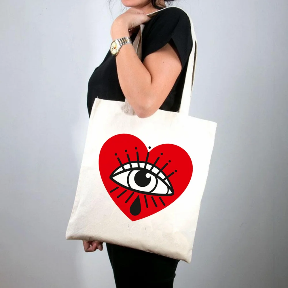 

Shopper Retro Color Block Popsicle Printed Tote Bag women Harajuku shopper handbag girl Shoulder shopping bag Lady Canvas Bag