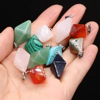 6pcs natural stone necklace pendant rhombus sunflower seed button pendant for making diy necklace earrings accessories 15x28mm