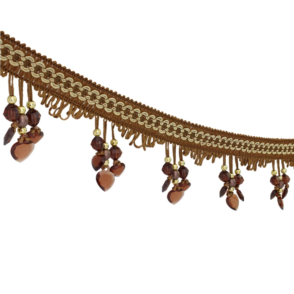 

Отделка из бисера в форме сердца, отделка бахромой, кружевная занавеска, швейная лента, декоративная отделка для абажуров, 12 ярдов