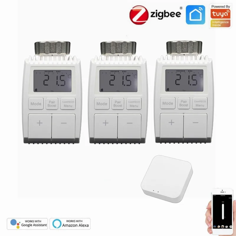 

Умный привод радиатора Tuya ZigBee3.0, программируемый термостатический клапан, регулятор температуры, Настройка 2 МТТ, работает с Alexa
