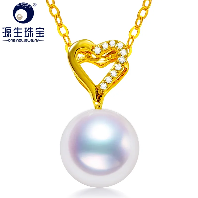 [YS] 14K Золотая подвеска 8 9 мм Подлинная белая японская жемчужная Akoya|Подвески| |