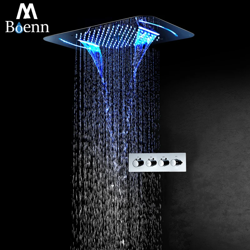 M Boenn светодиодный набор для душа дождь Душевая Системы термостатический клапан