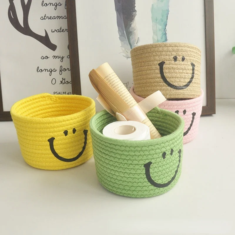 

Handmade cotton rope desktop storage basket cosmetics sundries storage box storage basket storage box