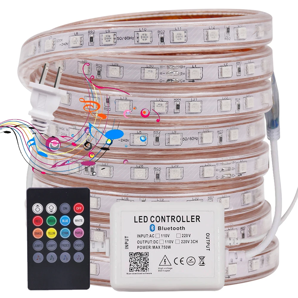 Светодиодная RGB лента SMD5050 с ИК-управлением 110 В водонепроницаемая гибкая
