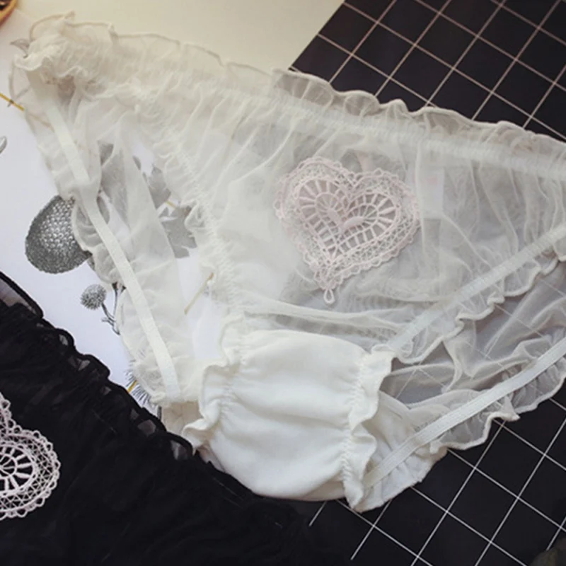 Японские кавайные трусики для девочек кружевные милые прозрачные с вышивкой в