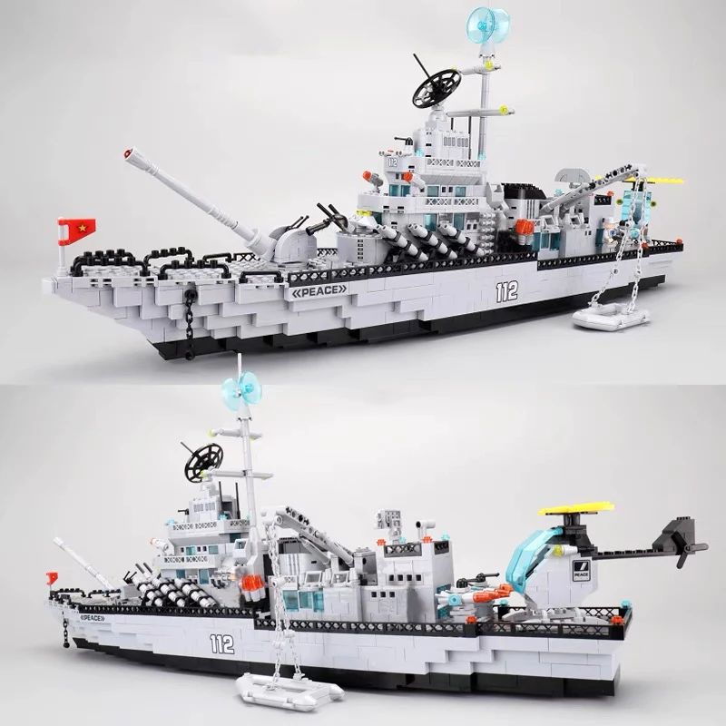 

MOC 6-in-1 Idea Military Destroyer Vessel Building Block Creative Battle Cruiser Carrier Bricks Warship Model Toy For Boy Xmas