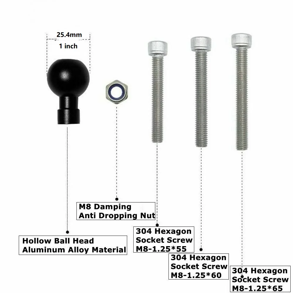 Новинка Зажим для Руля Мотоцикла с 1 дюймовым шариком и винтом M8 ОЗУ крепления