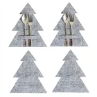 4 шт. серая Рождественская елка посуда для вилок и ножей сумка держатель мешочек для столовых приборов карман крышка для рождественские вечерние Декор