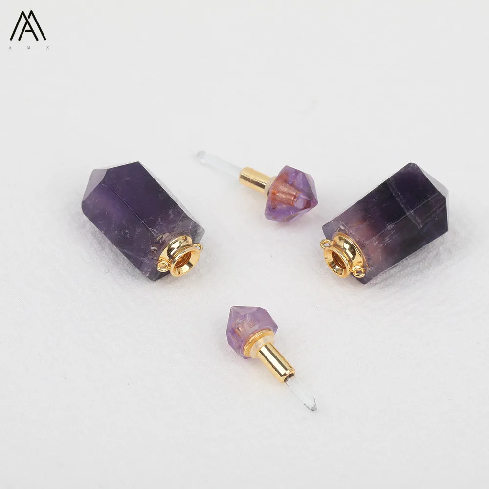 Изящная маленькая аметистская кварцевая подвеска в виде бутылочки парфюма