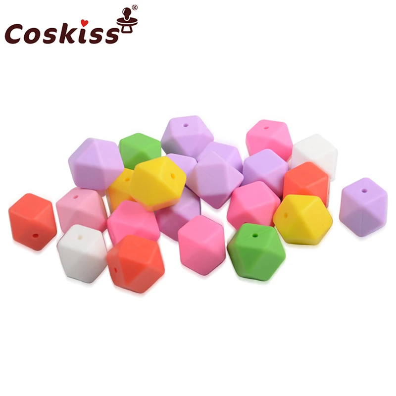 Cuentas de silicona para mordedores, 17mm, geom&eacute;tricas/hexagonales, joyer&iacute;a para masticar, collar/pulsera, mordedor para beb&eacute;, 10 piezas-0