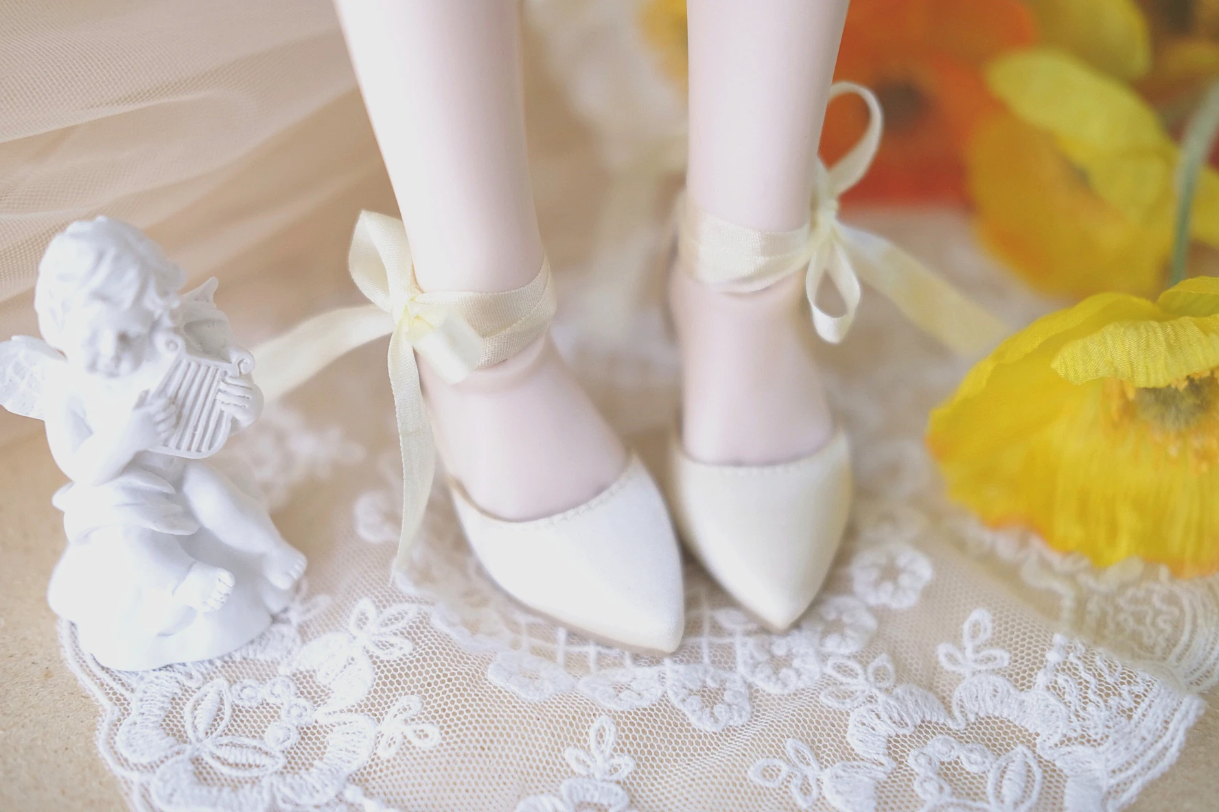 BJD doll Shoes fsuitable for 1/4 SIZE MDD DDH01 SIZE strap silk vintage heel doll accessories